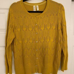 Button Down Cardigan by Meadow Rue of Anthropologie, Mustard Yellow, Size Large